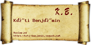 Kóti Benjámin névjegykártya