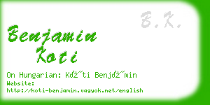 benjamin koti business card